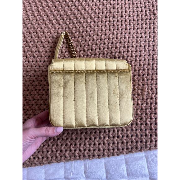 PREOWNED Saint Laurent Vicky Velvet YSL Logo Magnetic Cross-Body Bag Gold - Picture 5 of 14